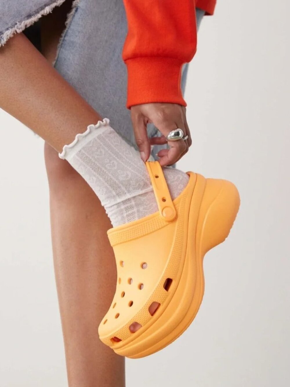 Crocs Classic Bae Clog Orangesicle Chunky Platform Mule NWOB Women’s Size 10